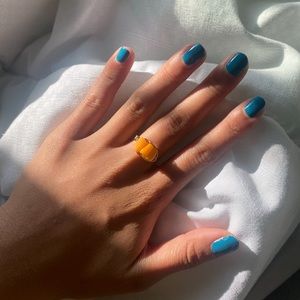 3 orange stone homemade wire ring